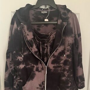 Purple/Black Camo jogger set.